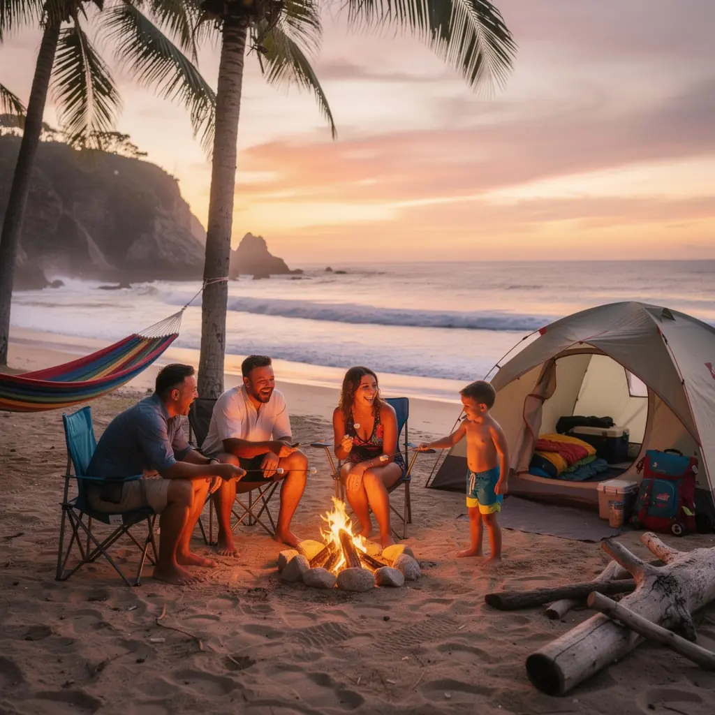 Водопад, стекающий с высоты среди зелени и каменных образований на фоне синего неба.